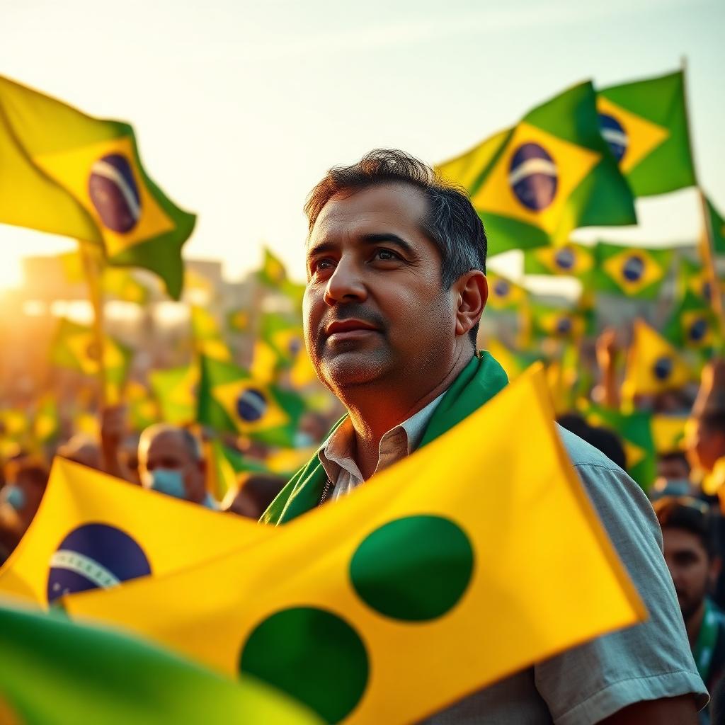 Exemplo fictício do estilo Evento patriota gerado por inteligência artificial